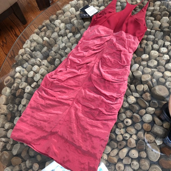 Nicole Miller Coral Ruched Cocktail Dress NWT - Picture 4 of 8
